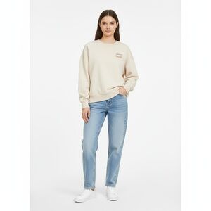 PUMA Womens Beige Oversized Embroidered Logo Crewneck Sweatshirt Size‎ XL